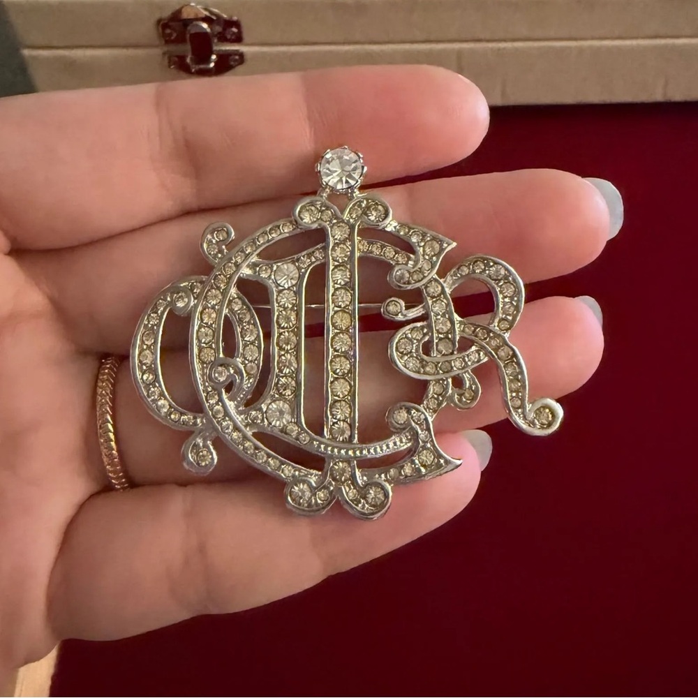 J198 Dior Silver Rhinestone Brooch